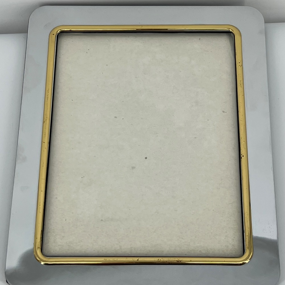 Vintage Picture Frame Chrome Gold Rim Mixed Metal Regency Art Deco Silver 8x10